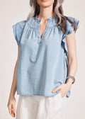 Melenia Frill Top ~ Denim