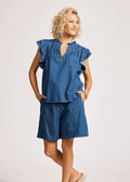 Melenia Frill Top ~ Indigo