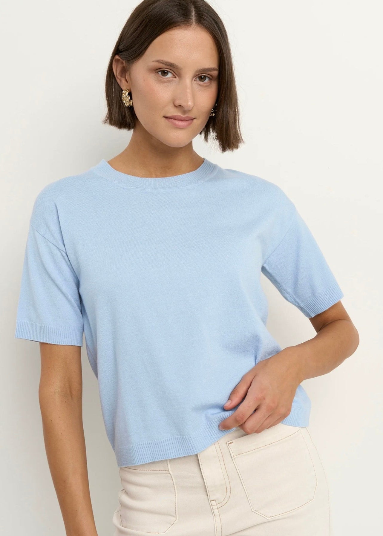Precise SS Knited Tee ~ Sky Blue