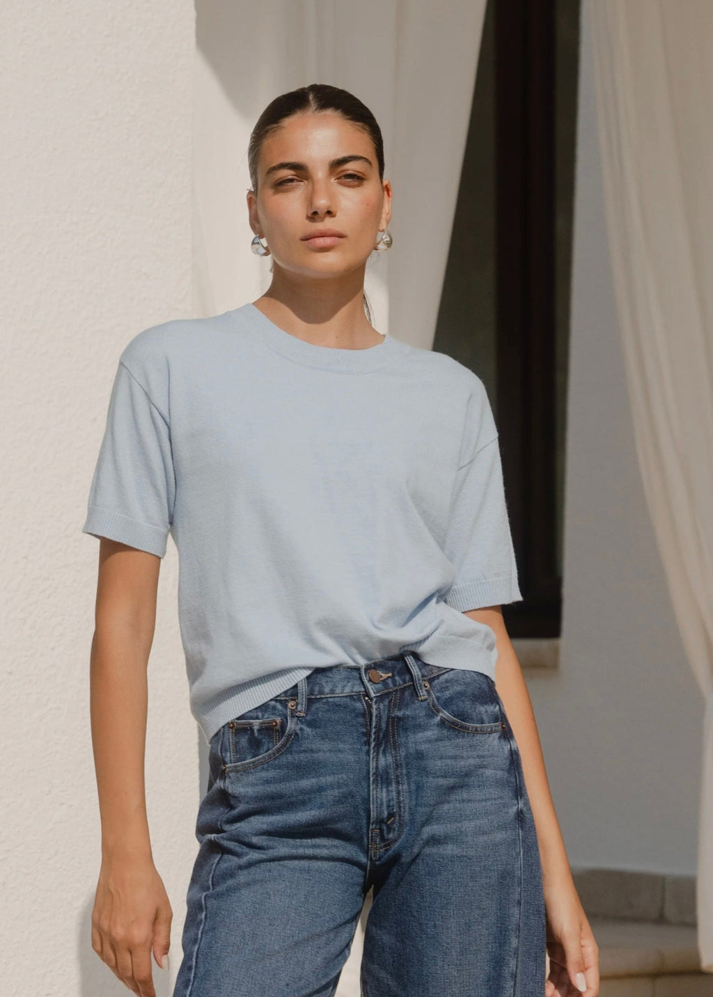 Precise Knitted Tee ~ Sky Blue