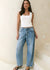 Campus Tie Waist Barrel Jeans ~ Light Blue