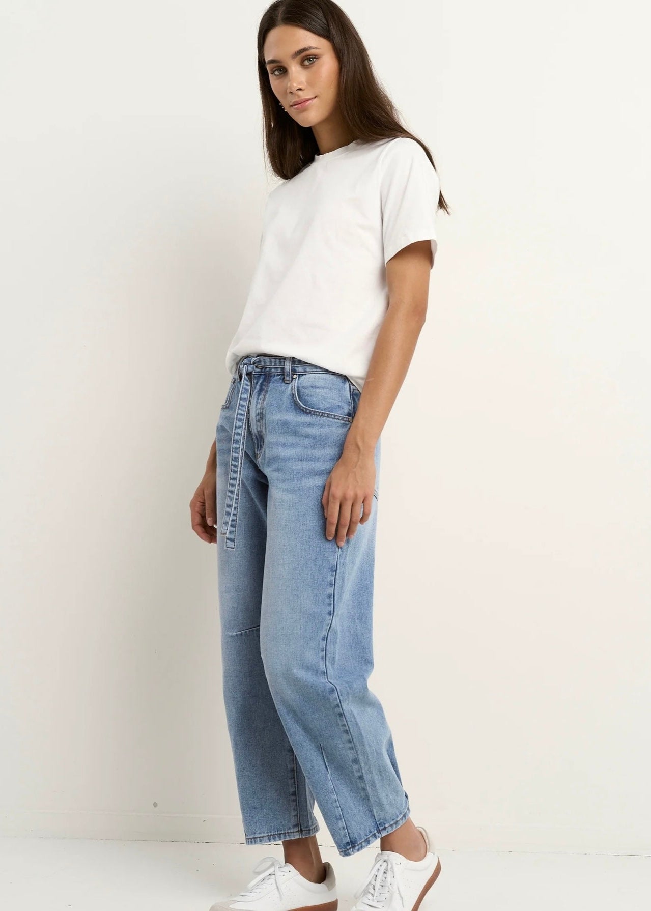 Campus Tie Waist Barrel Jeans ~ Light Blue
