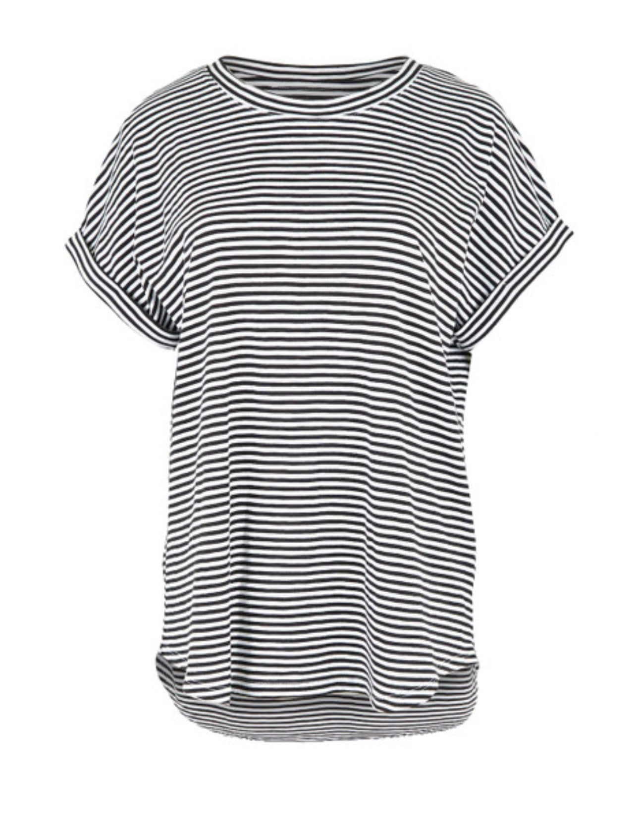 Hailey Short Sleeve Tee ~ White/Ebony Stripe