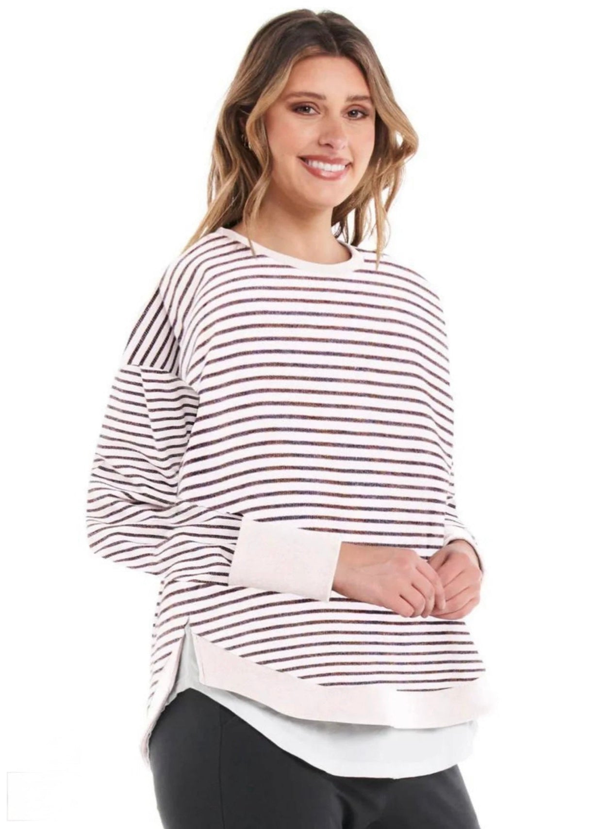 Lucy French Terry Sweat ~ Awning Stripe