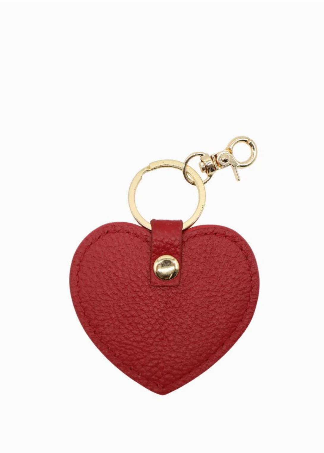 Leather Heart Keyring ~ Red