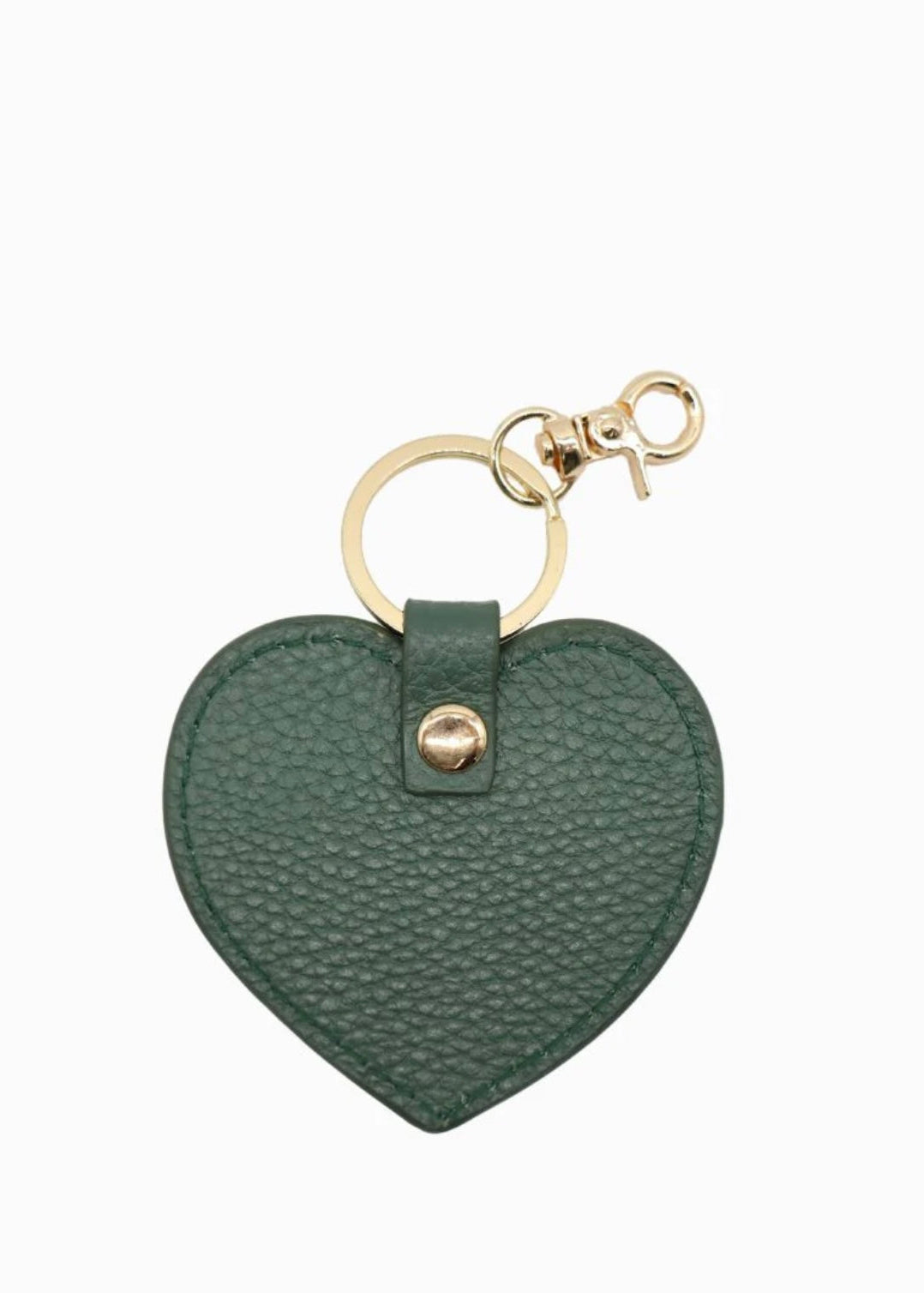 Leather Heart Keyring ~ Green
