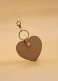 Leather Heart Keyring ~ Hazelnut