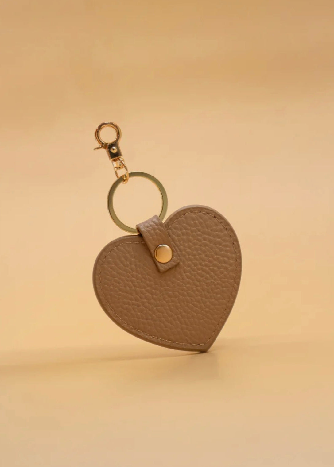 Leather Heart Keyring ~ Hazelnut