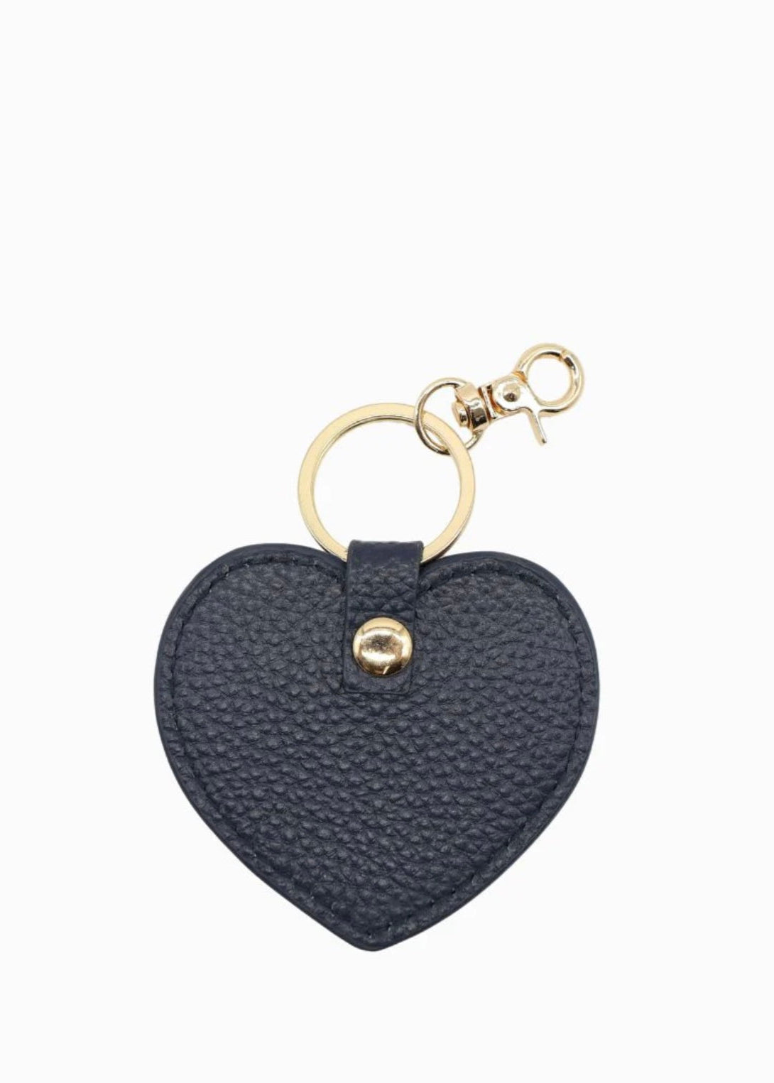 Leather Heart Keyring ~ Navy