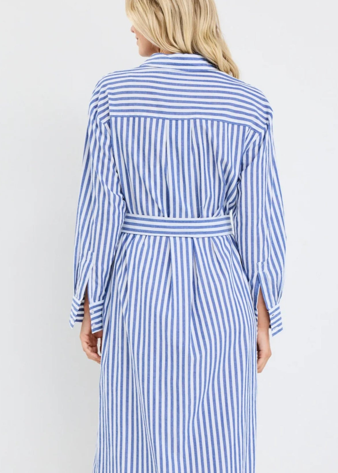 Forward Cotton Midi Dress ~ Blue Stripe