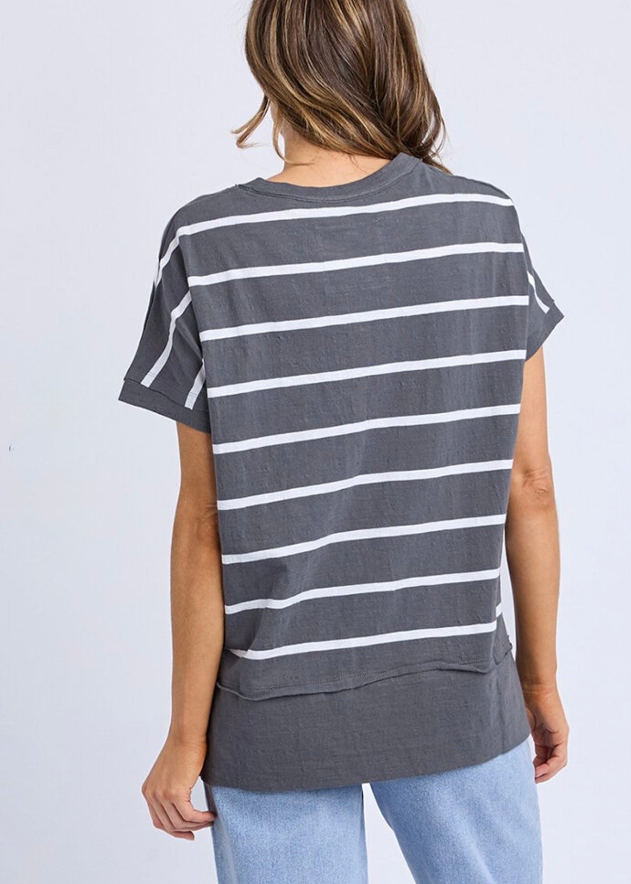 Allison Stripe Tee ~ Charcoal