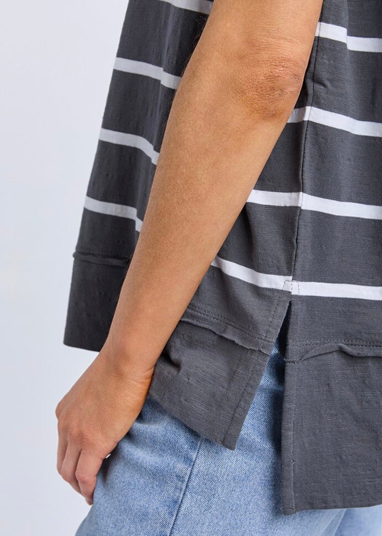 Allison Stripe Tee ~ Charcoal