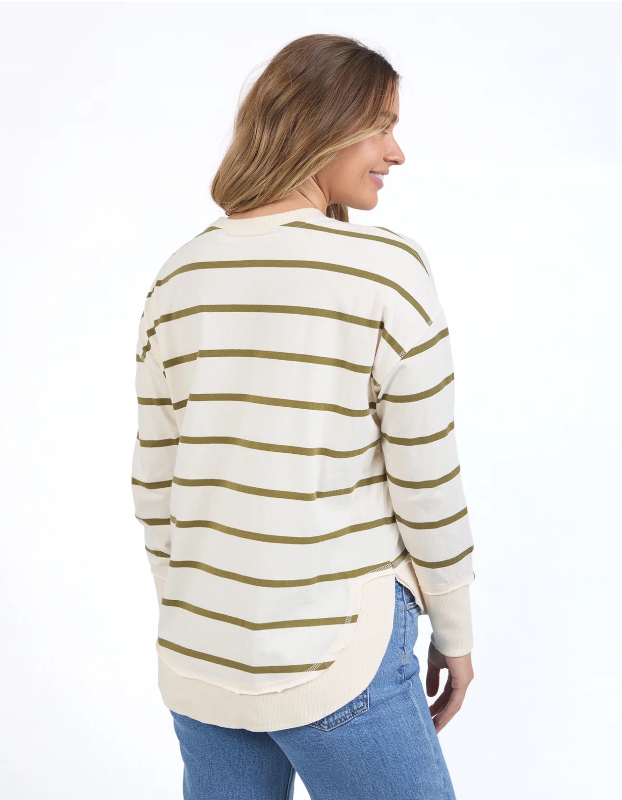 Farrah Stripe Long Sleeve ~ Vintage White & Olive