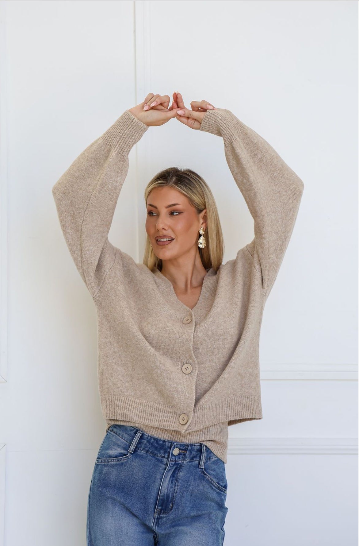 Three Button Twin Set ~Mocha