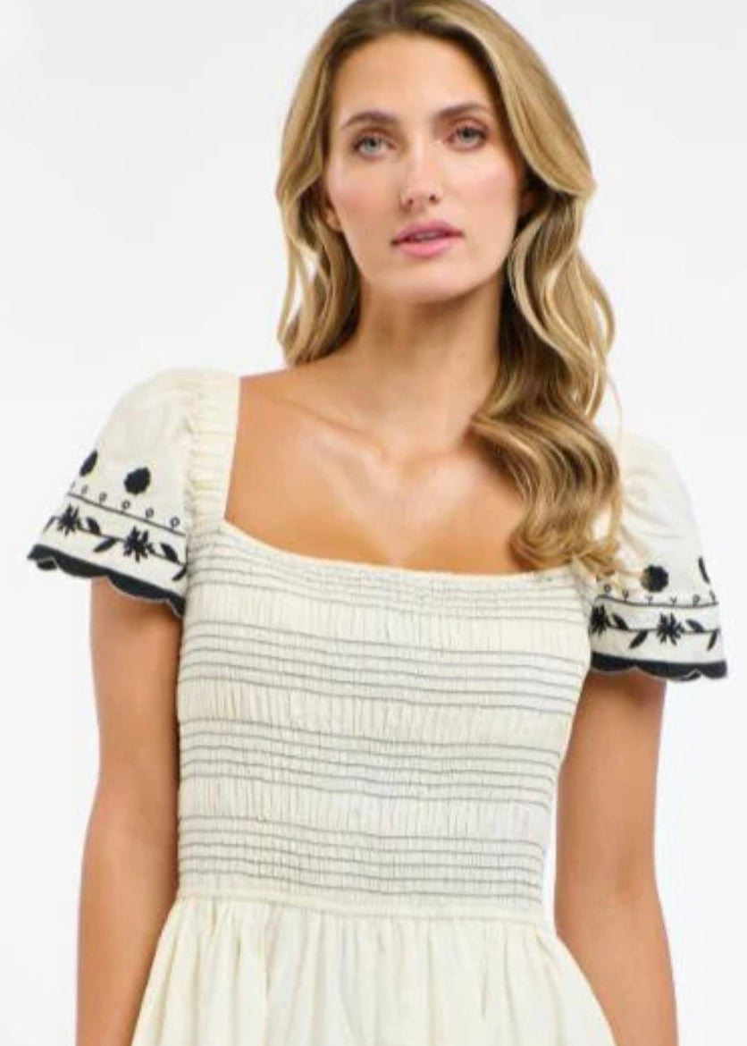 Marni Embroidered Dress ~ Vanilla/Black