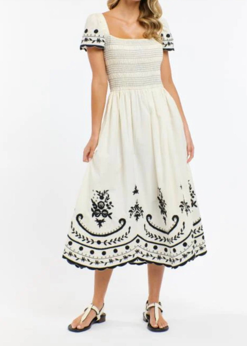 Marni Embroidered Dress ~ Vanilla/Black