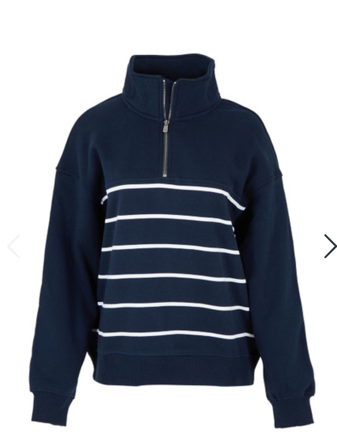 College Stripe Zip Crew Vintage ~ Navy and White