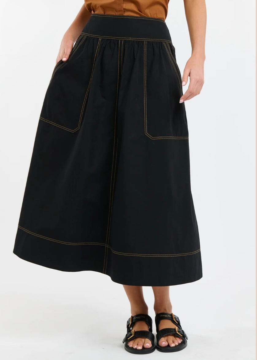 Marion Cotton Skirt ~ Black