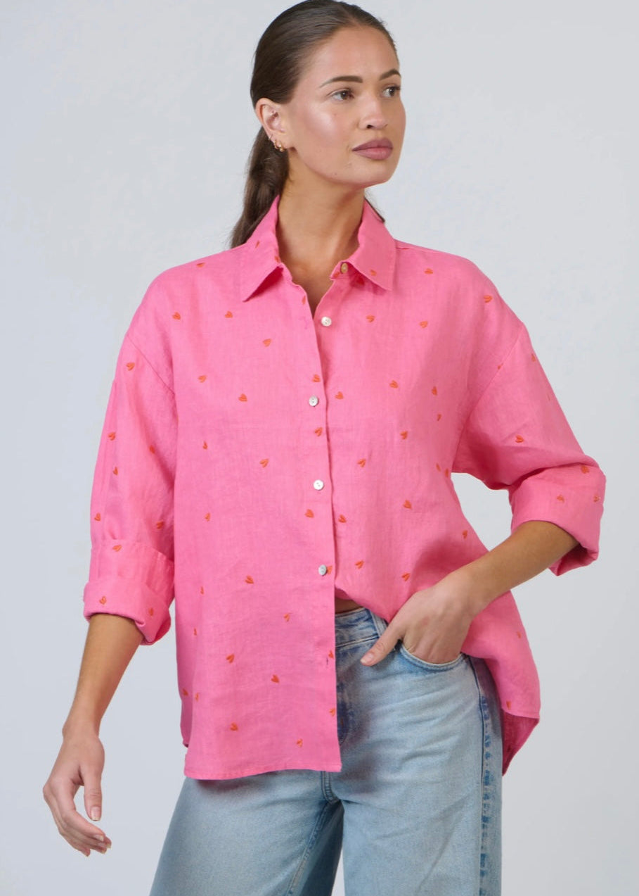Amour Linen Shirt ~ Pink