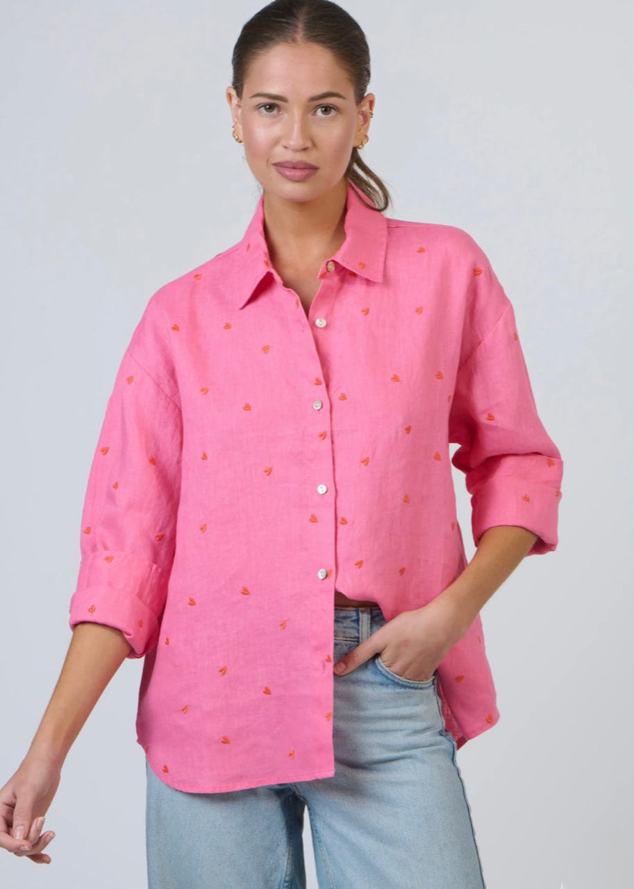 Amour Linen Shirt ~ Pink