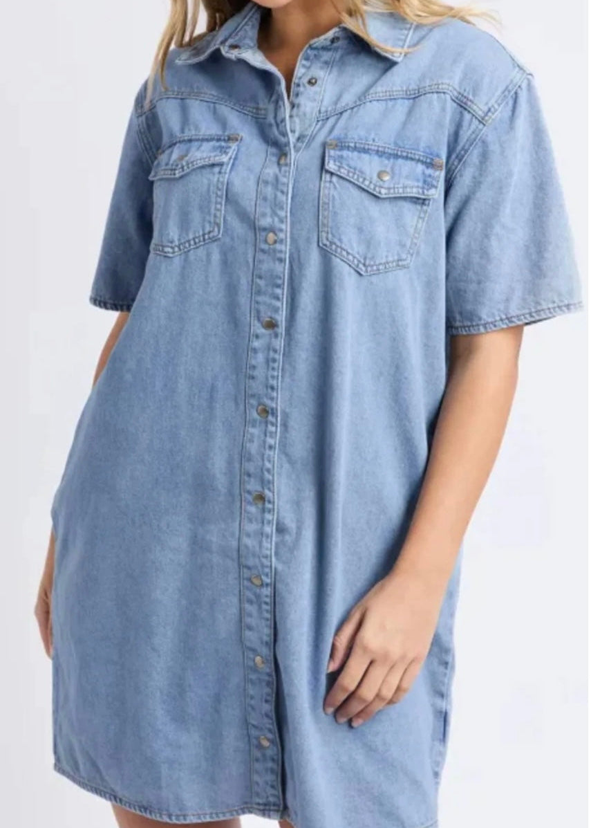 Sorcha Denim Dress ~ Light Blue