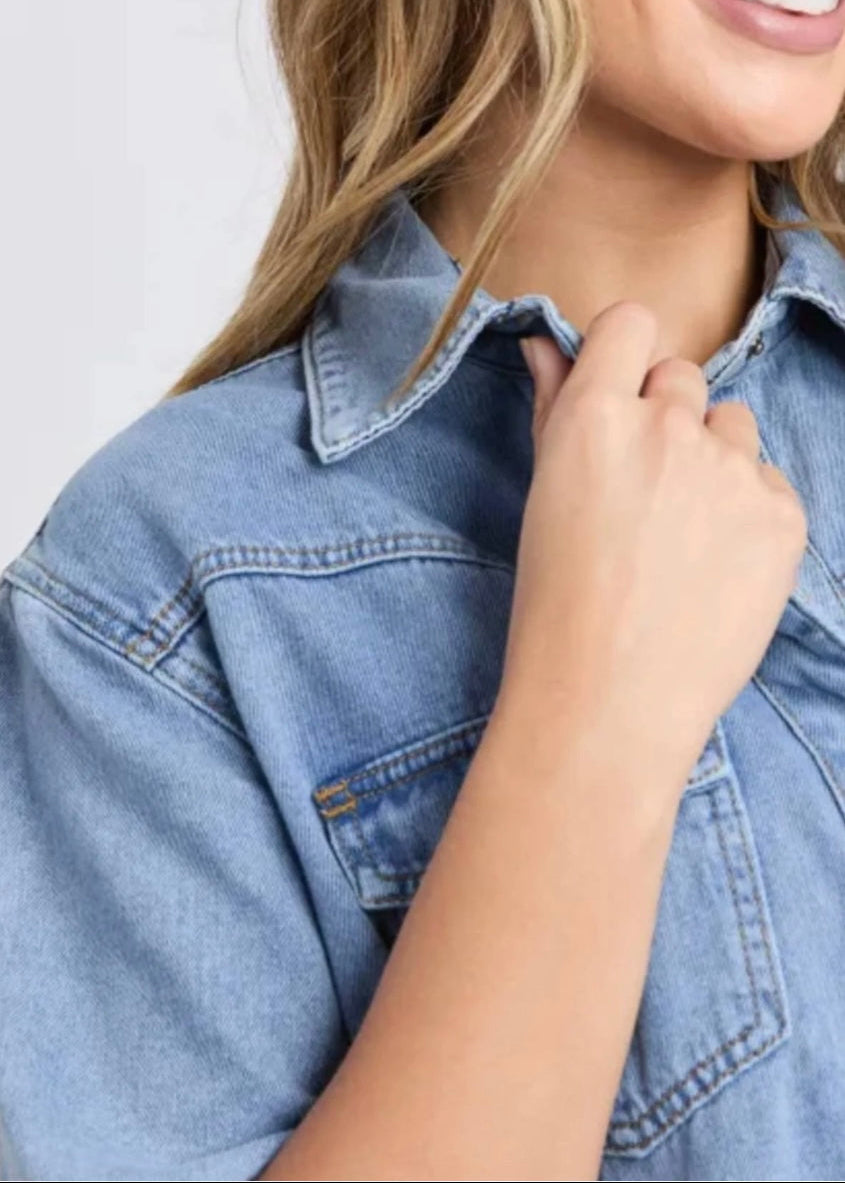 Sorcha Denim Dress ~ Light Blue