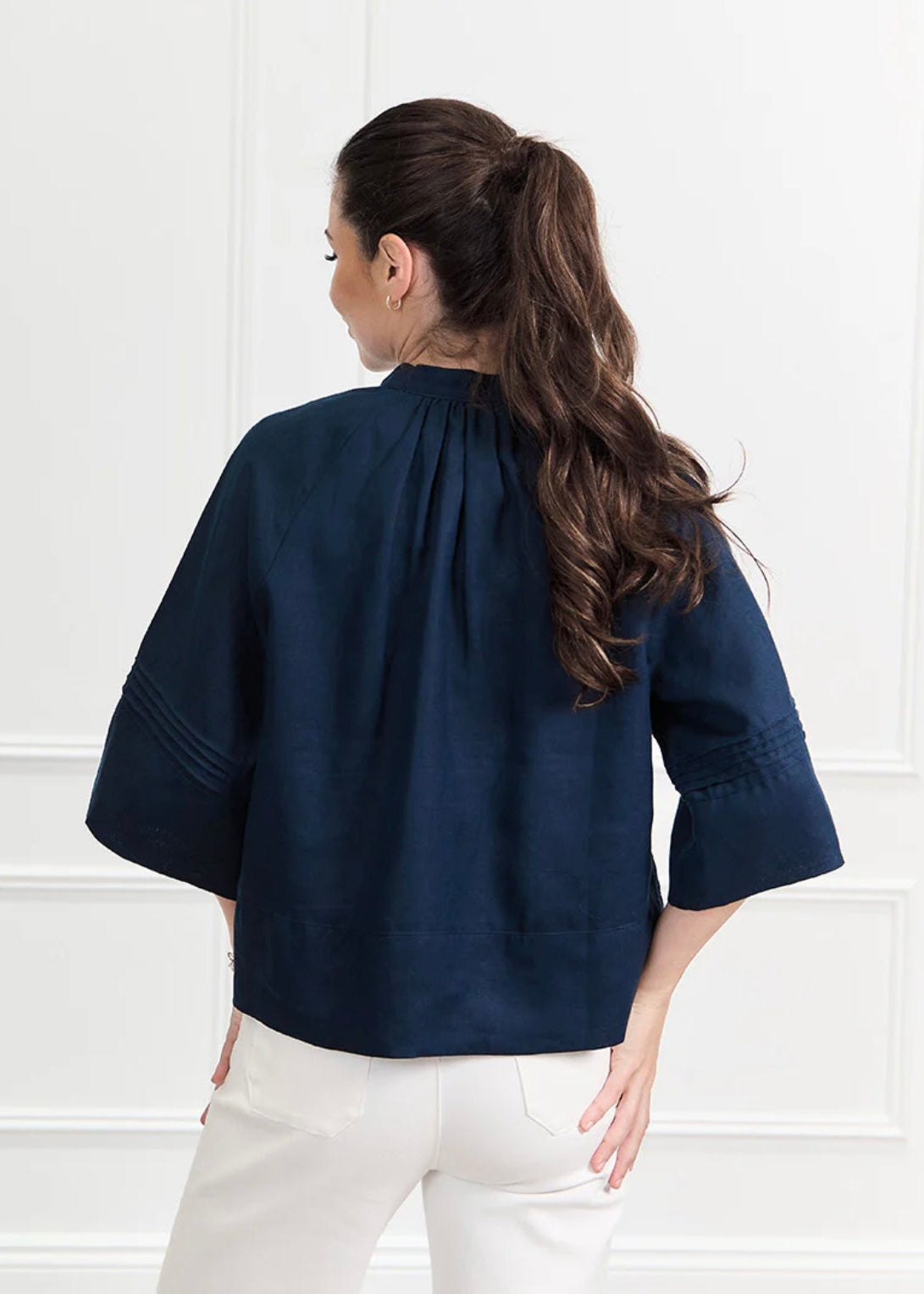 Harriet Linen Shacket ~ Navy