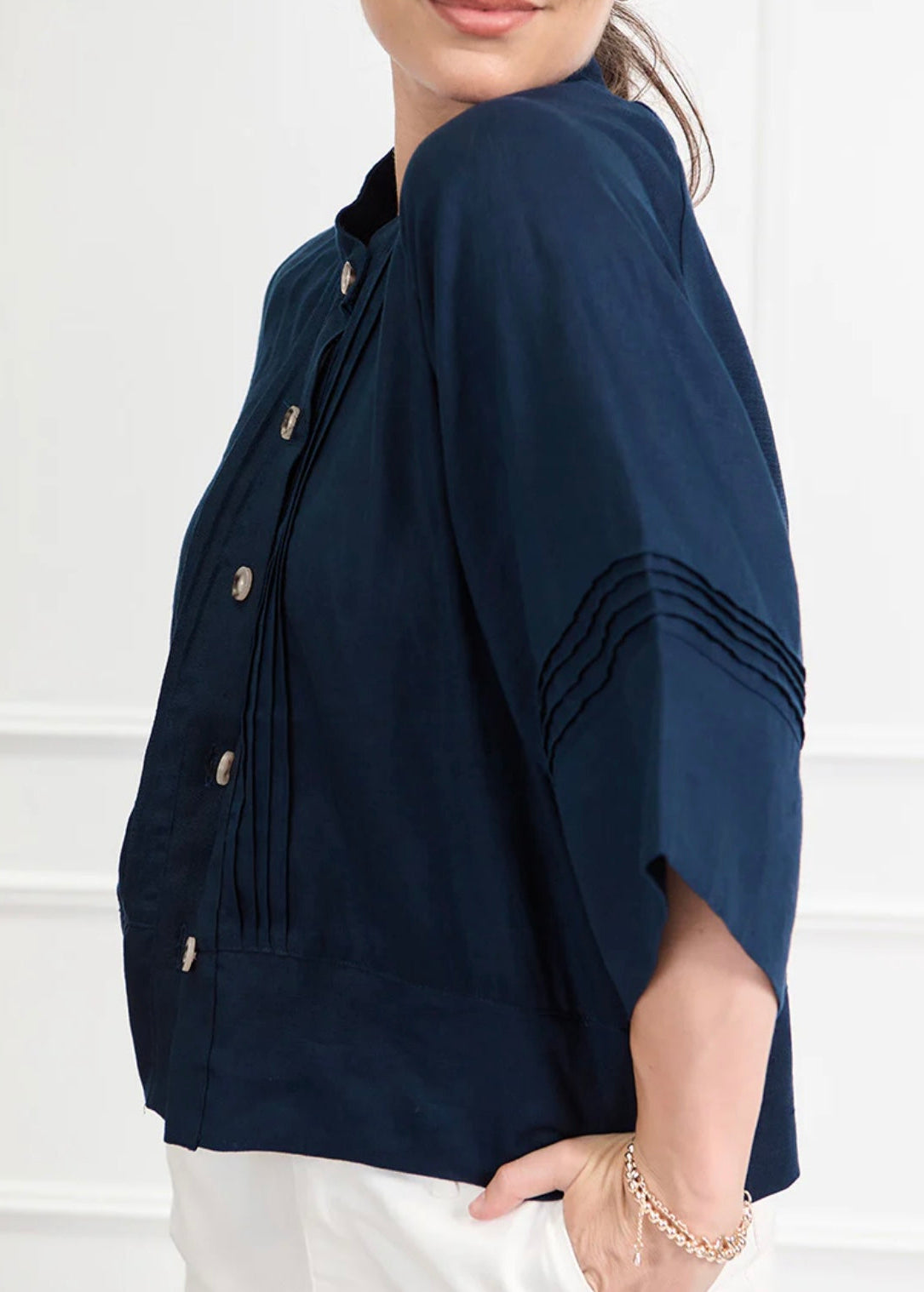 Harriet Linen Shacket ~ Navy