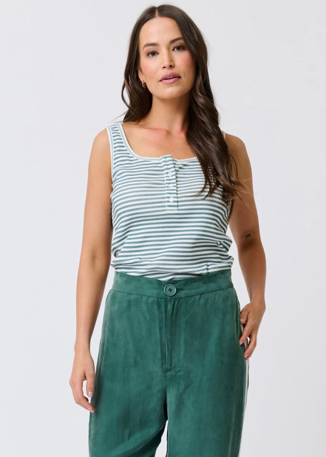 Calista Tank ~ Jade Stripe