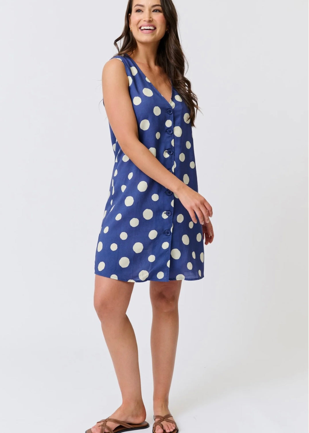 Selena Mini Dress ~ Navy Spot