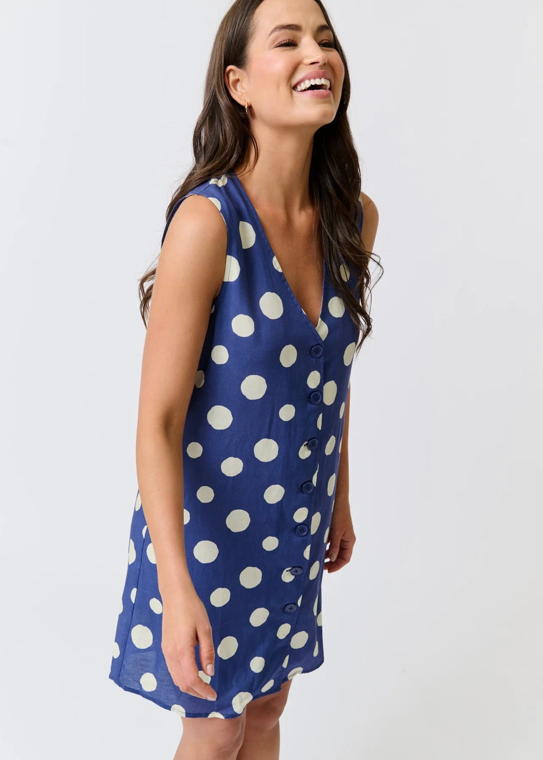 Selena Mini Dress ~ Navy Spot