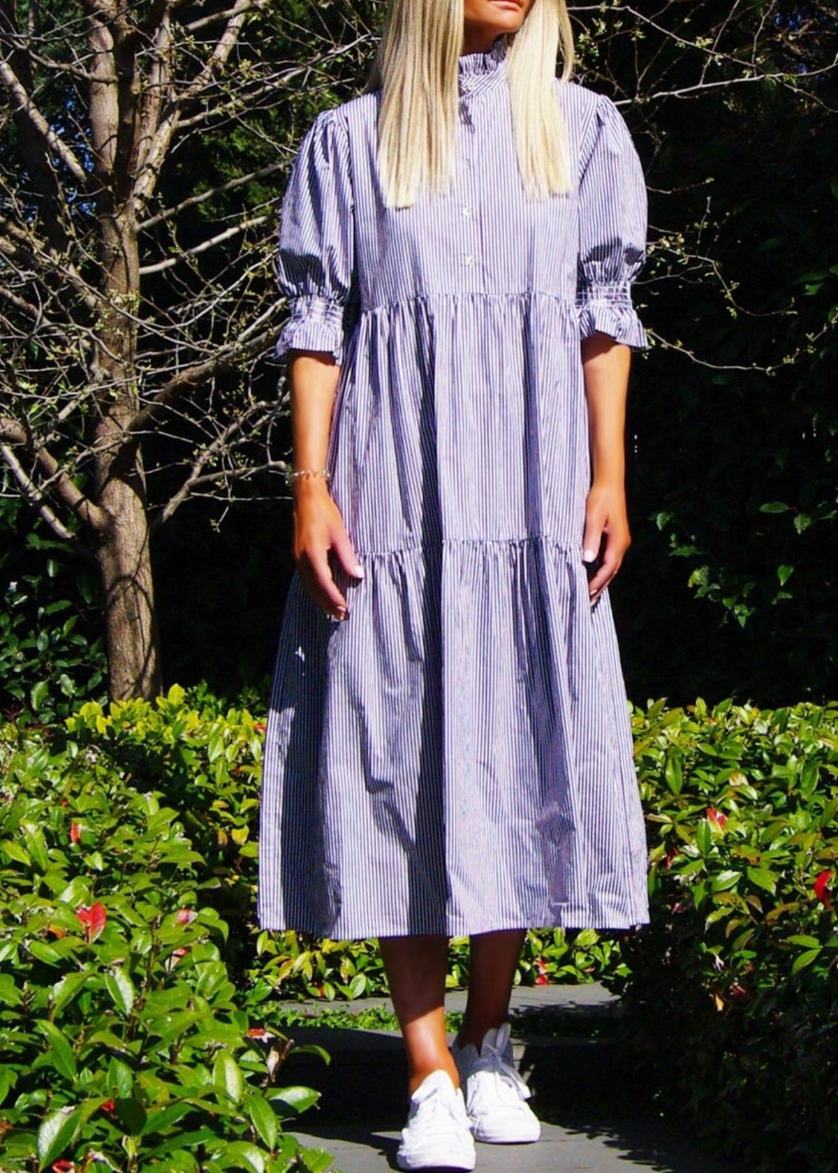 Lottie Dress ~ Navy White Stripe