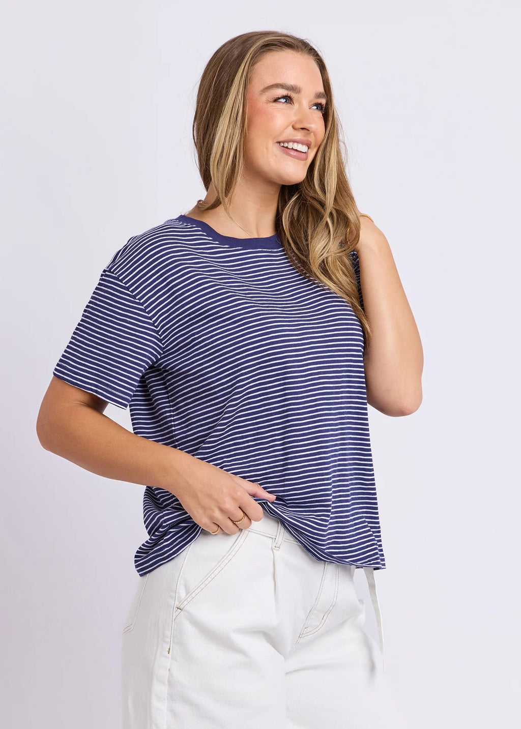 Hutch Stripe Tee ~ Navy and White