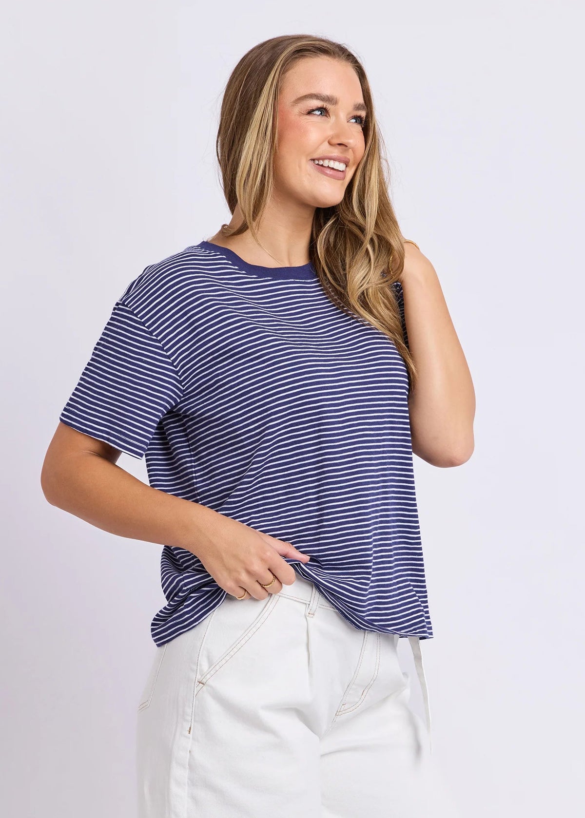 Hutch Stripe Tee ~ Navy and White