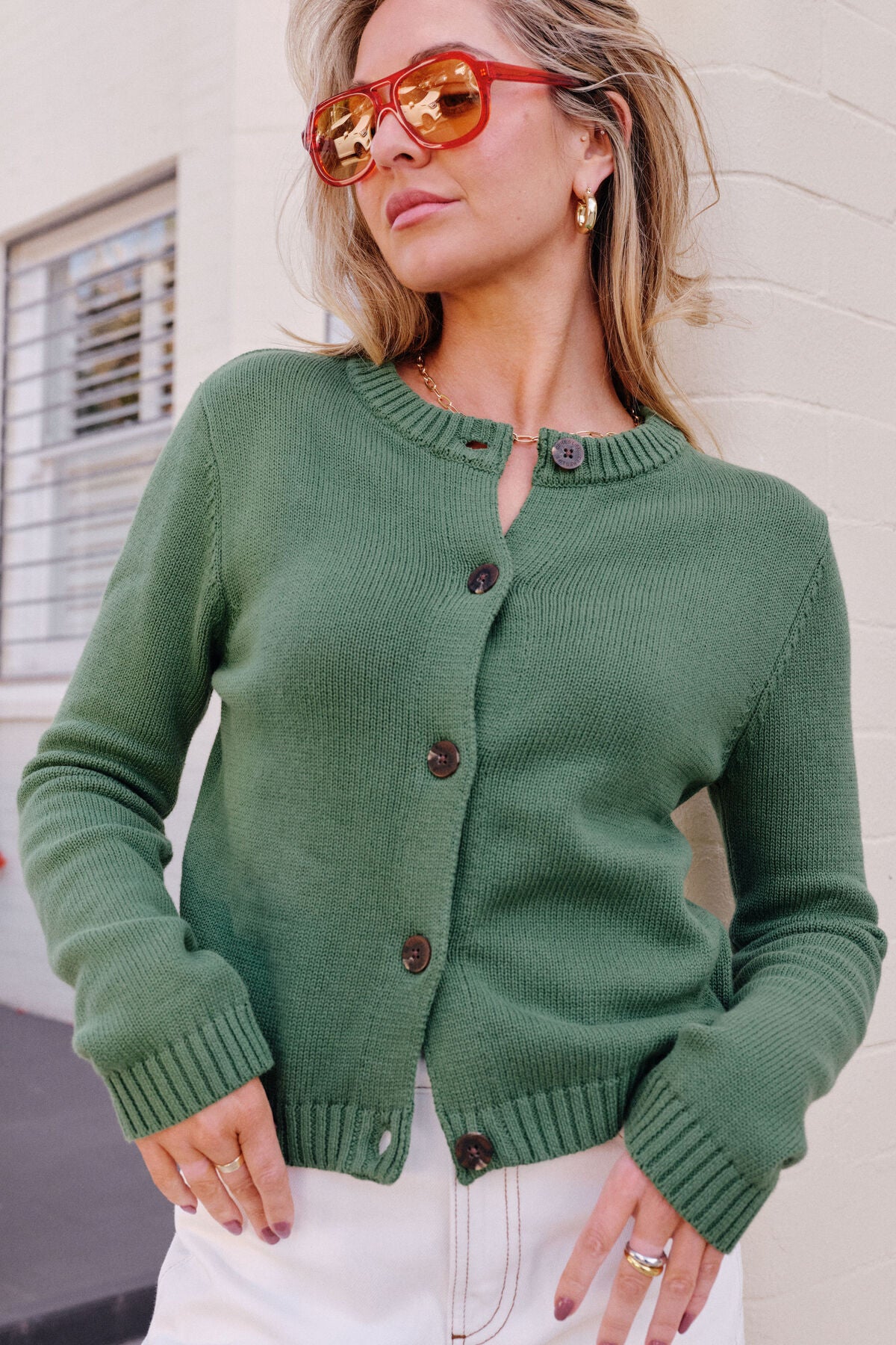 Nelly Long  Sleeve Knit Cardi ~ Basil