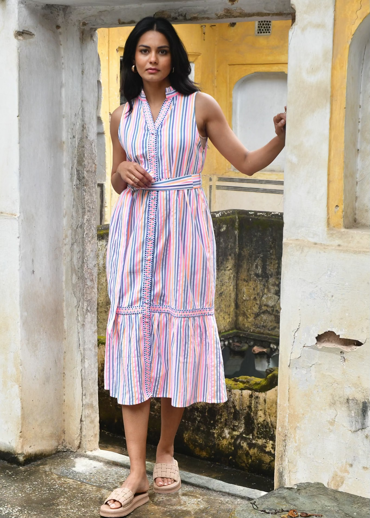 Sunset Sun Dress ~ Multi Stripe