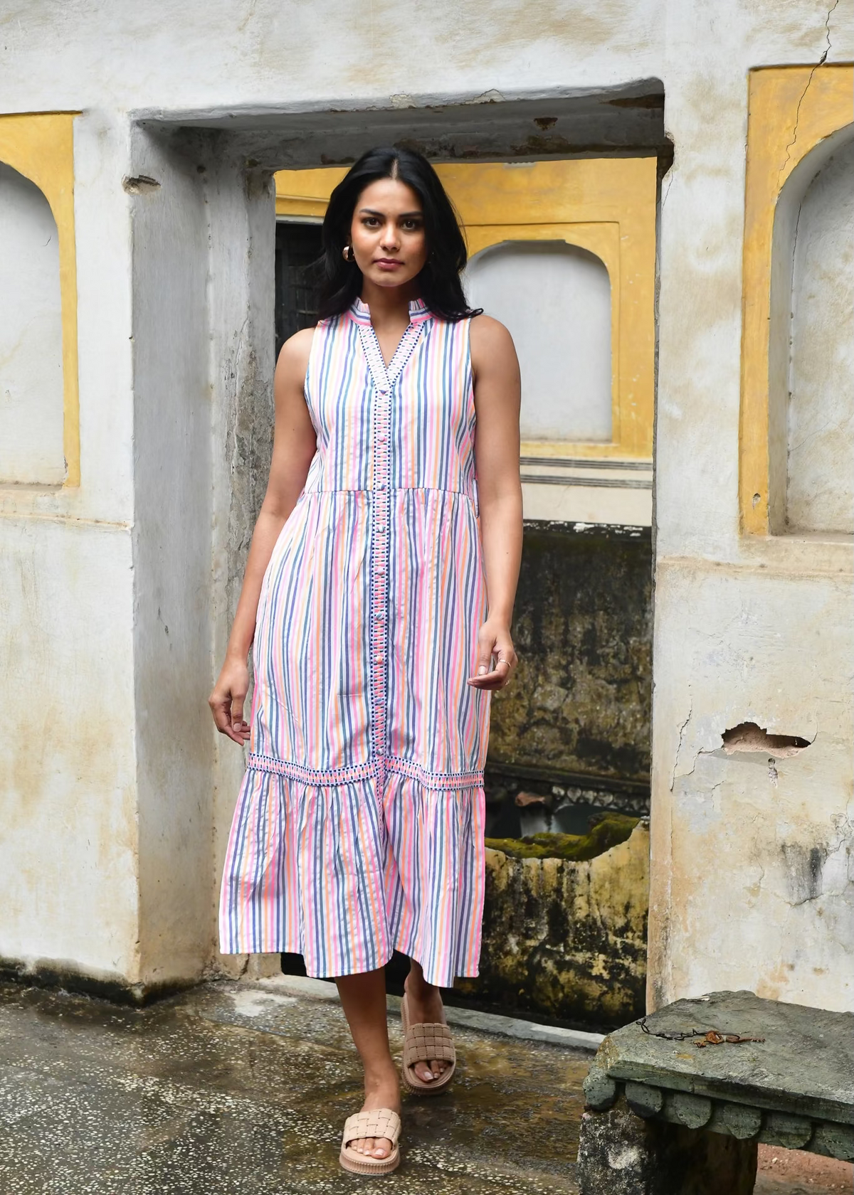 Sunset Sun Dress ~ Multi Stripe