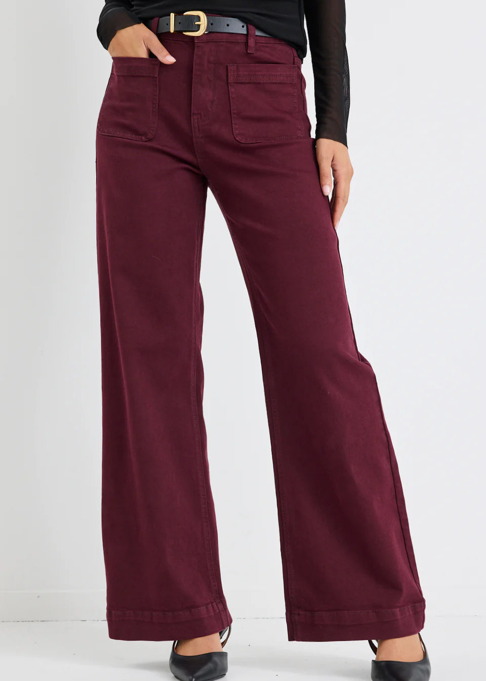 Zoey High Rise Jean ~ Burgundy