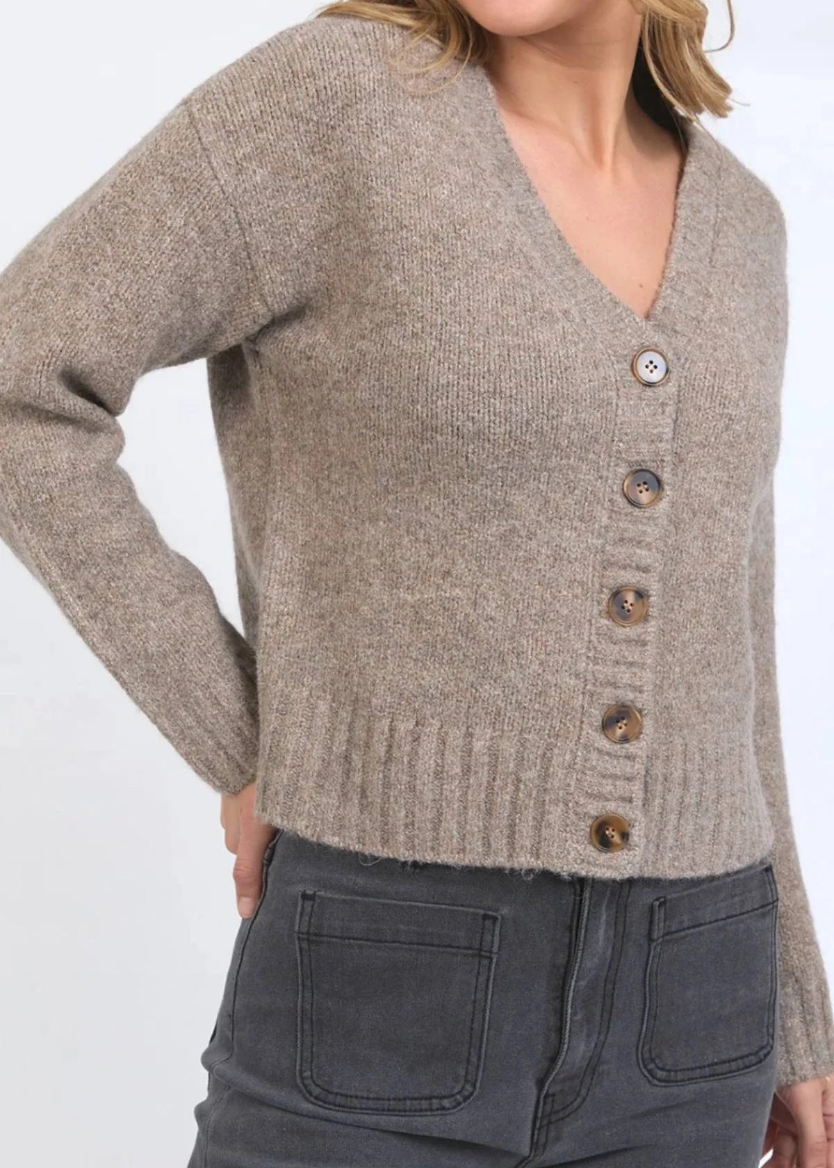 Jensen Button Cardi ~ Mushroom
