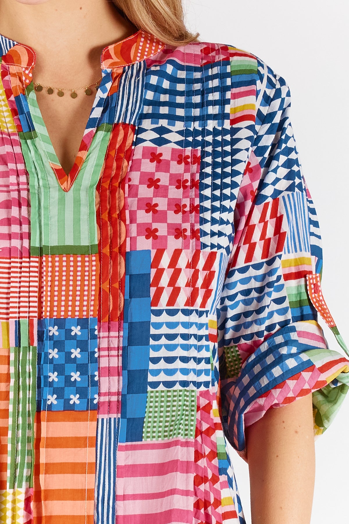 Elena Tucked Dress ~ Multi