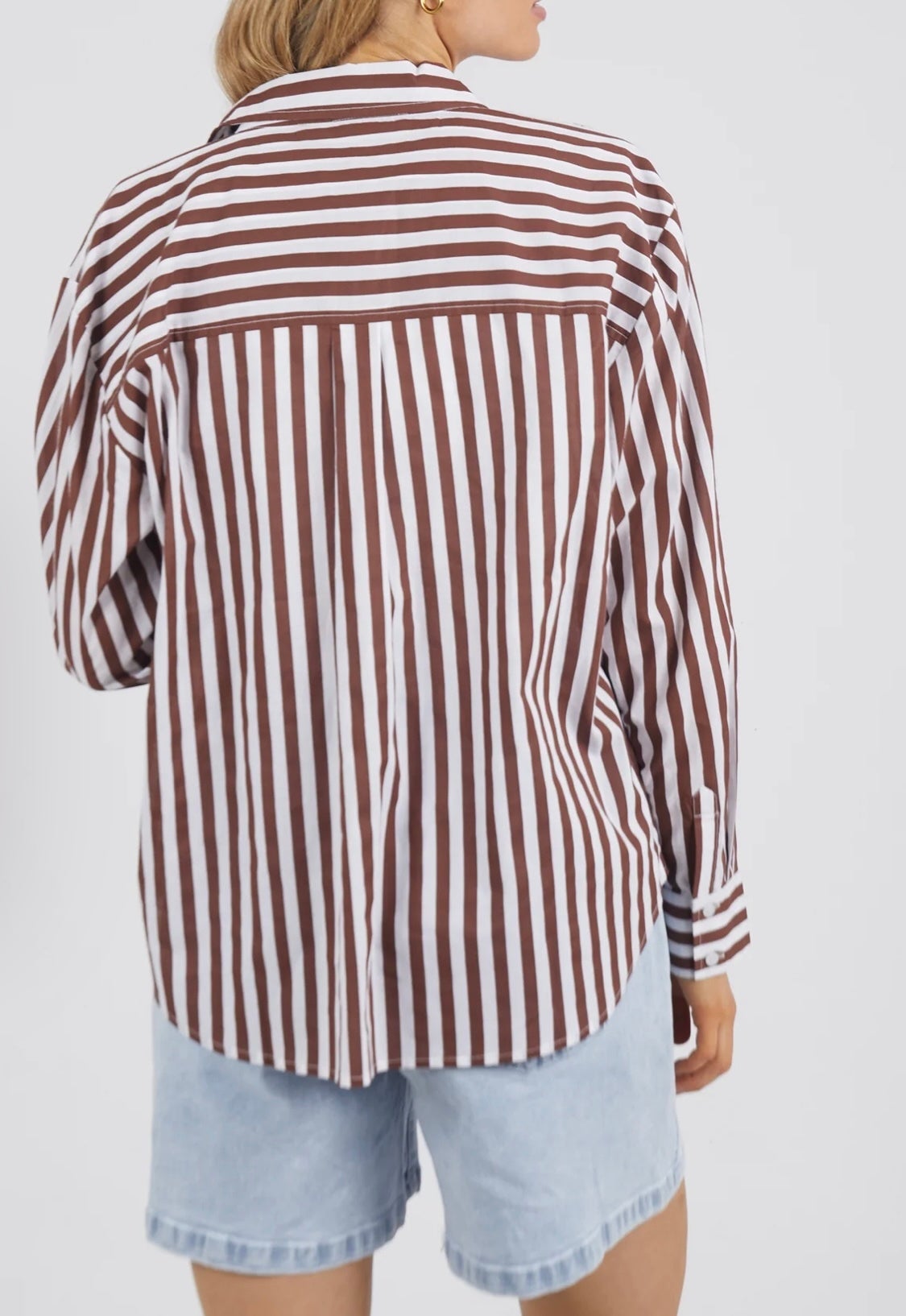 Sunday Shirt ~ Choc/White Stripe