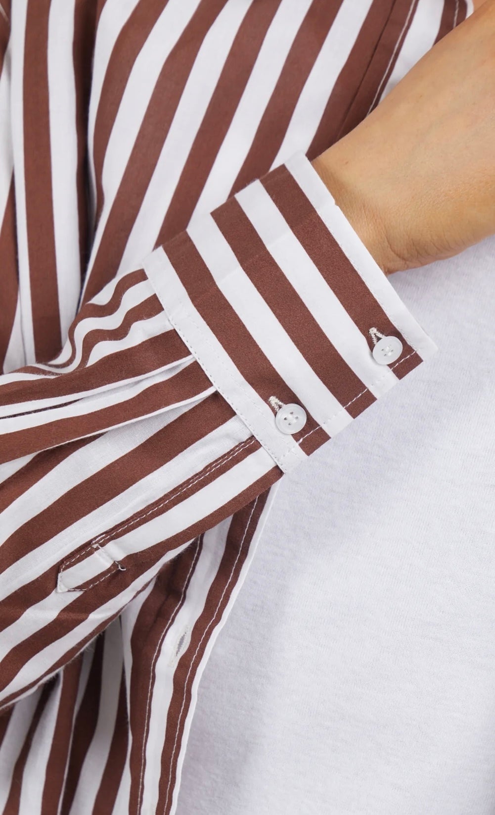 Sunday Shirt ~ Choc/White Stripe