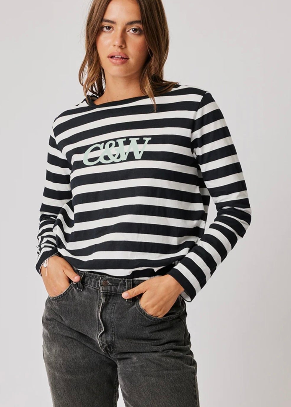 Lola Long Sleeve Top ~ Black/White