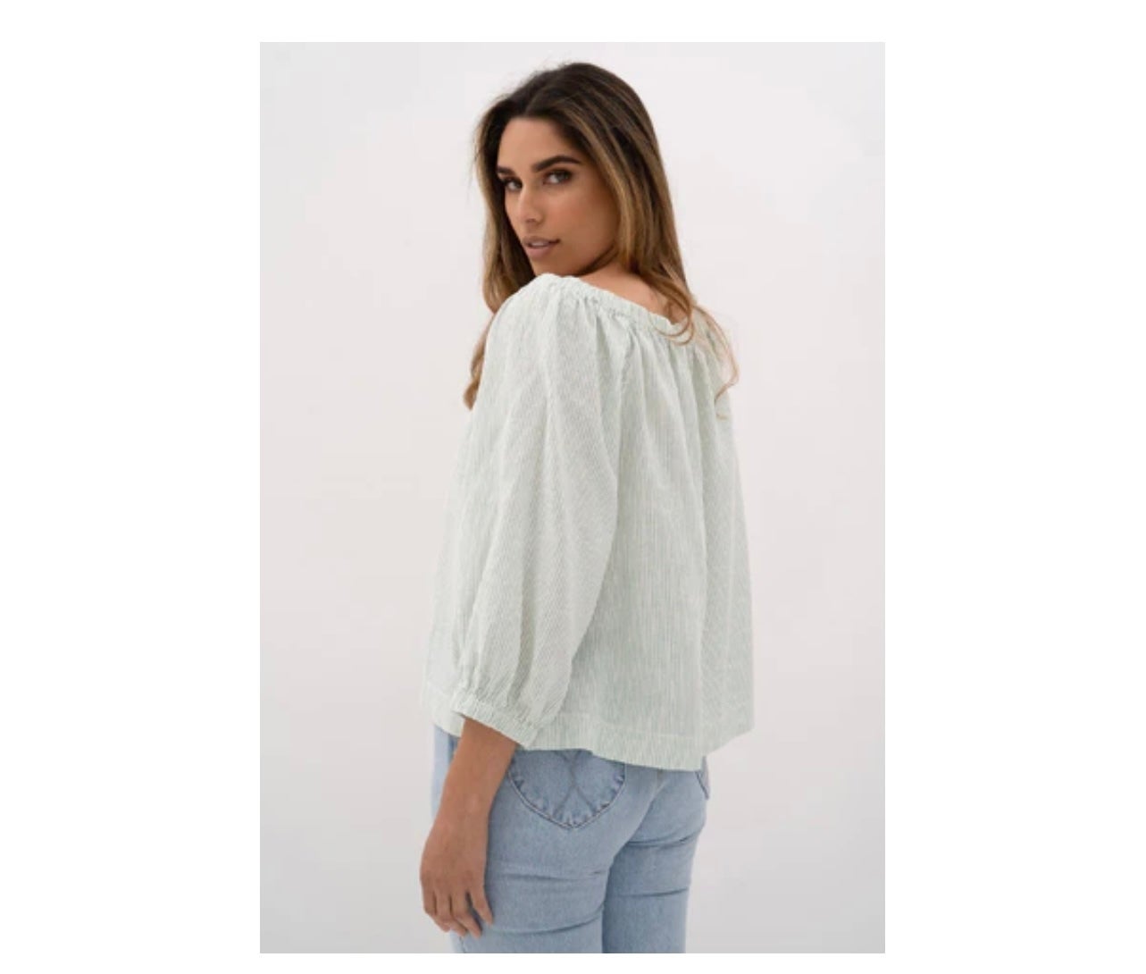 Voyage Blouse ~ Green Stripe