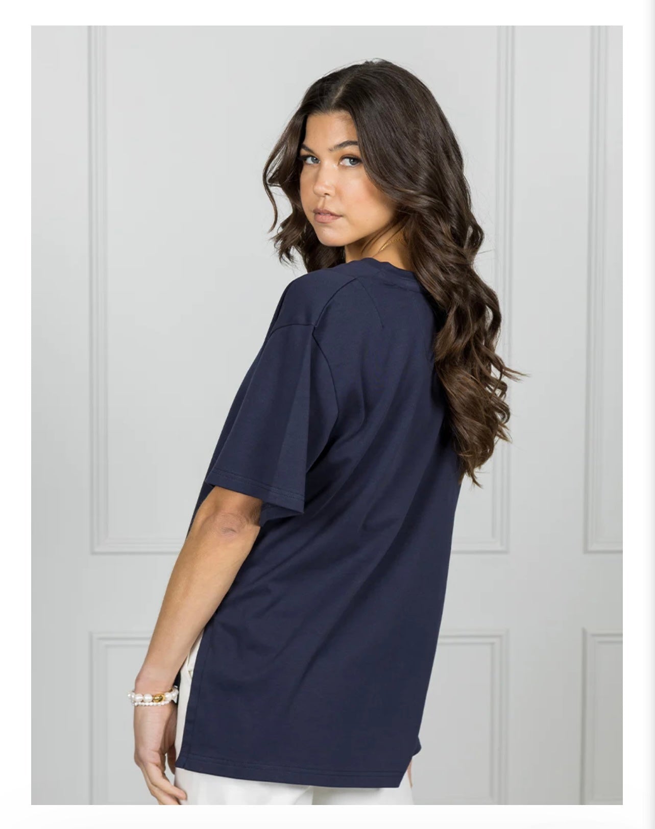 Jodie V Neck Tee ~ Navy