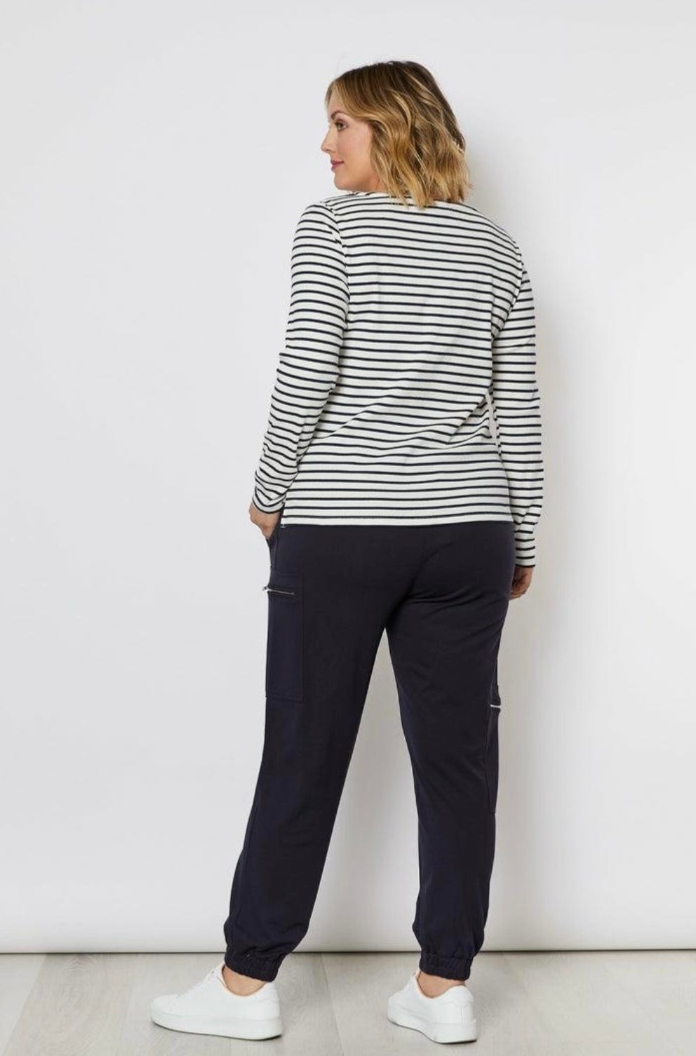 Boat Neck Stripe Tee ~ Navy