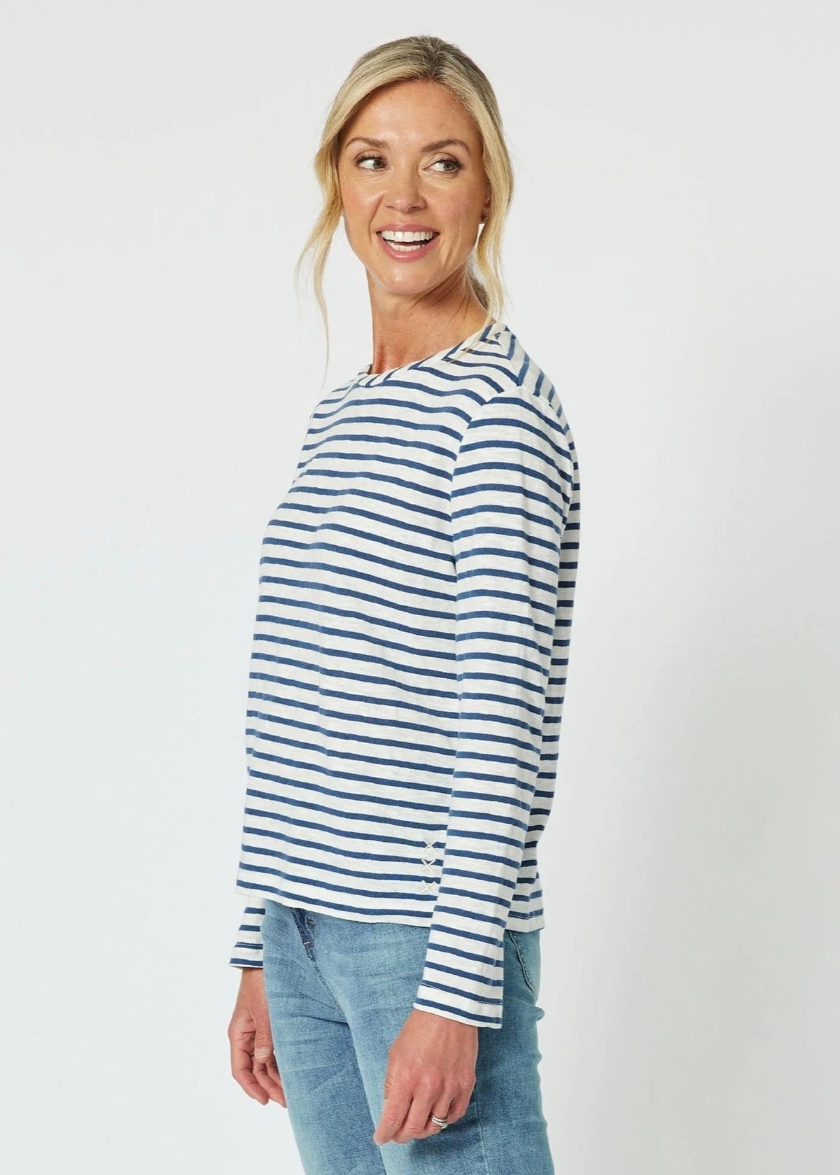 Riviera Stripe Tee ~ Blue/White