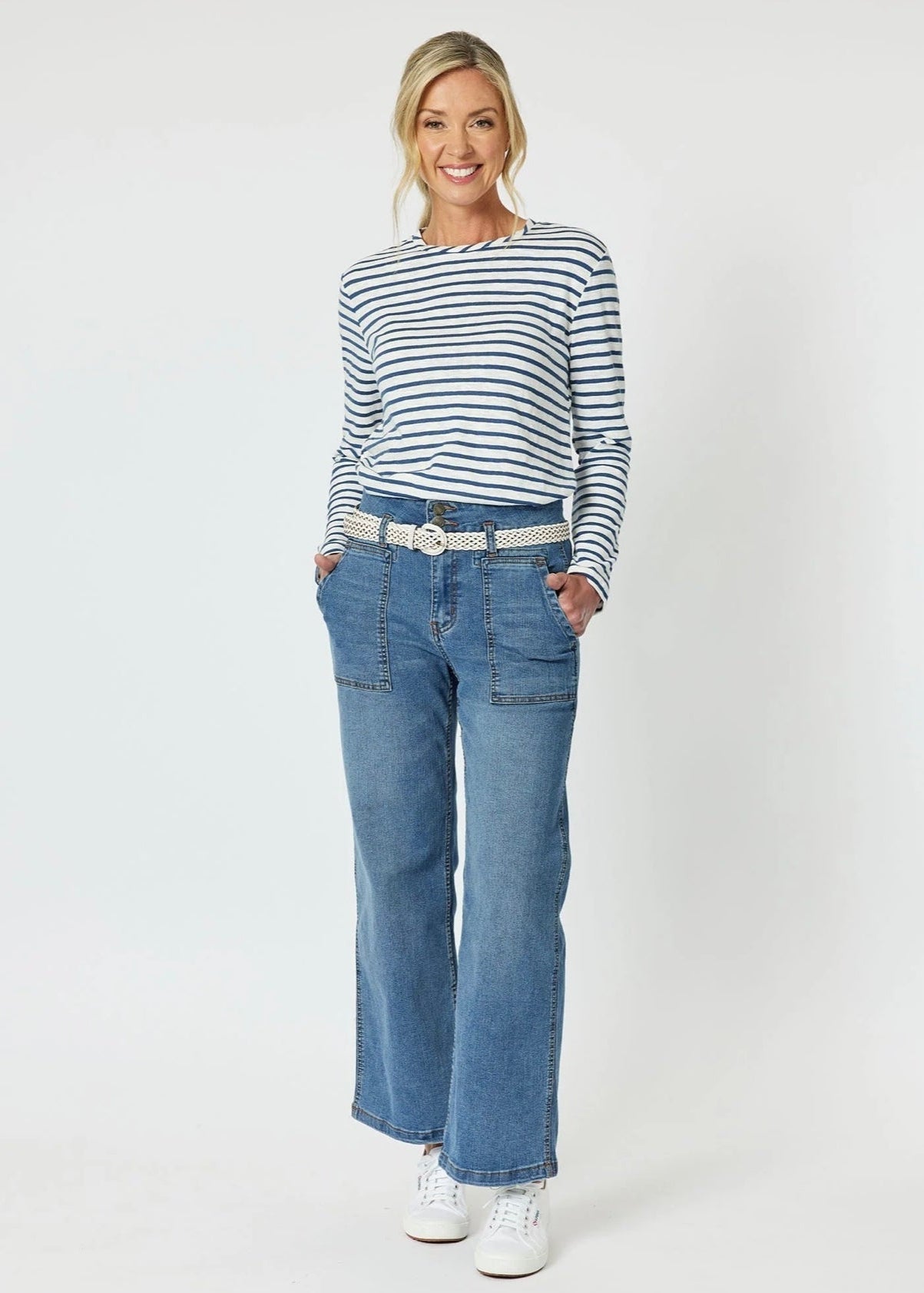 Riviera Stripe Tee ~ Blue/White