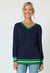 Harvard V Neck Trim Jumper ~ Navy