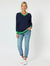 Harvard V Neck Trim Jumper ~ Navy